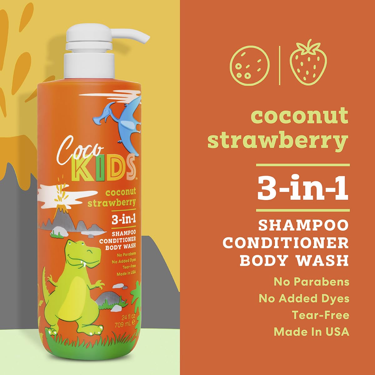 Cocomagic bottle next to a ruler to show 24 fl oz size and value per use