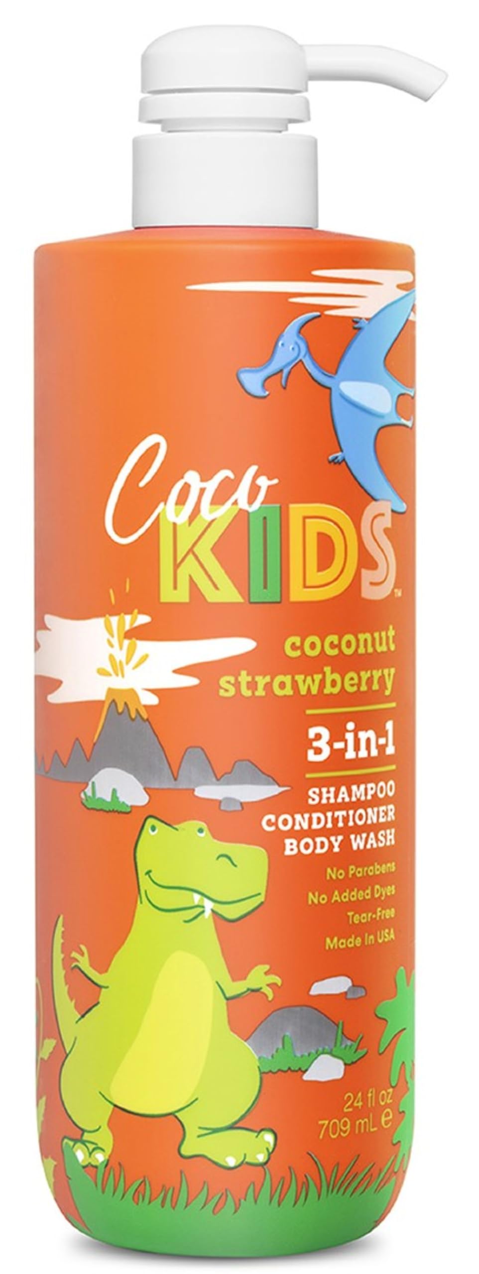Cocomagic front packaging showing bottle and playful coconut strawberry scent benefit