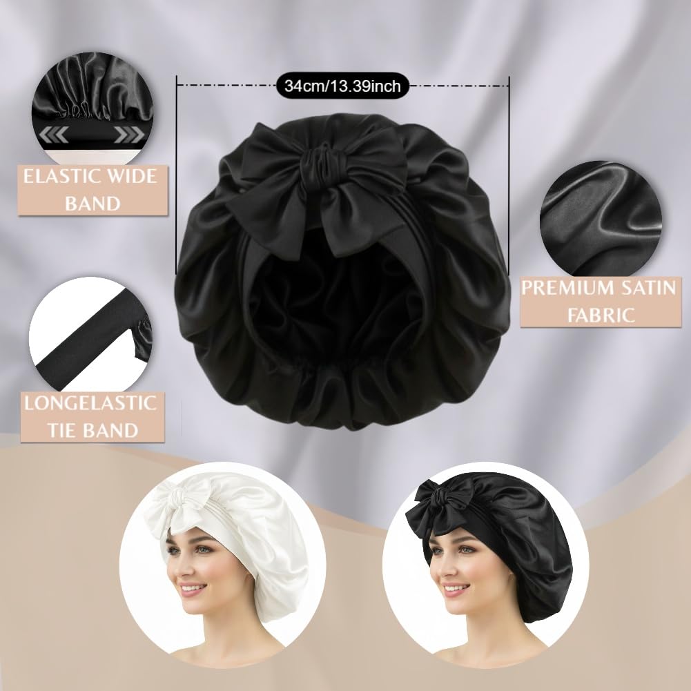 COCOSILK bonnet worn while sleeping demonstrating secure, comfortable overnight protection