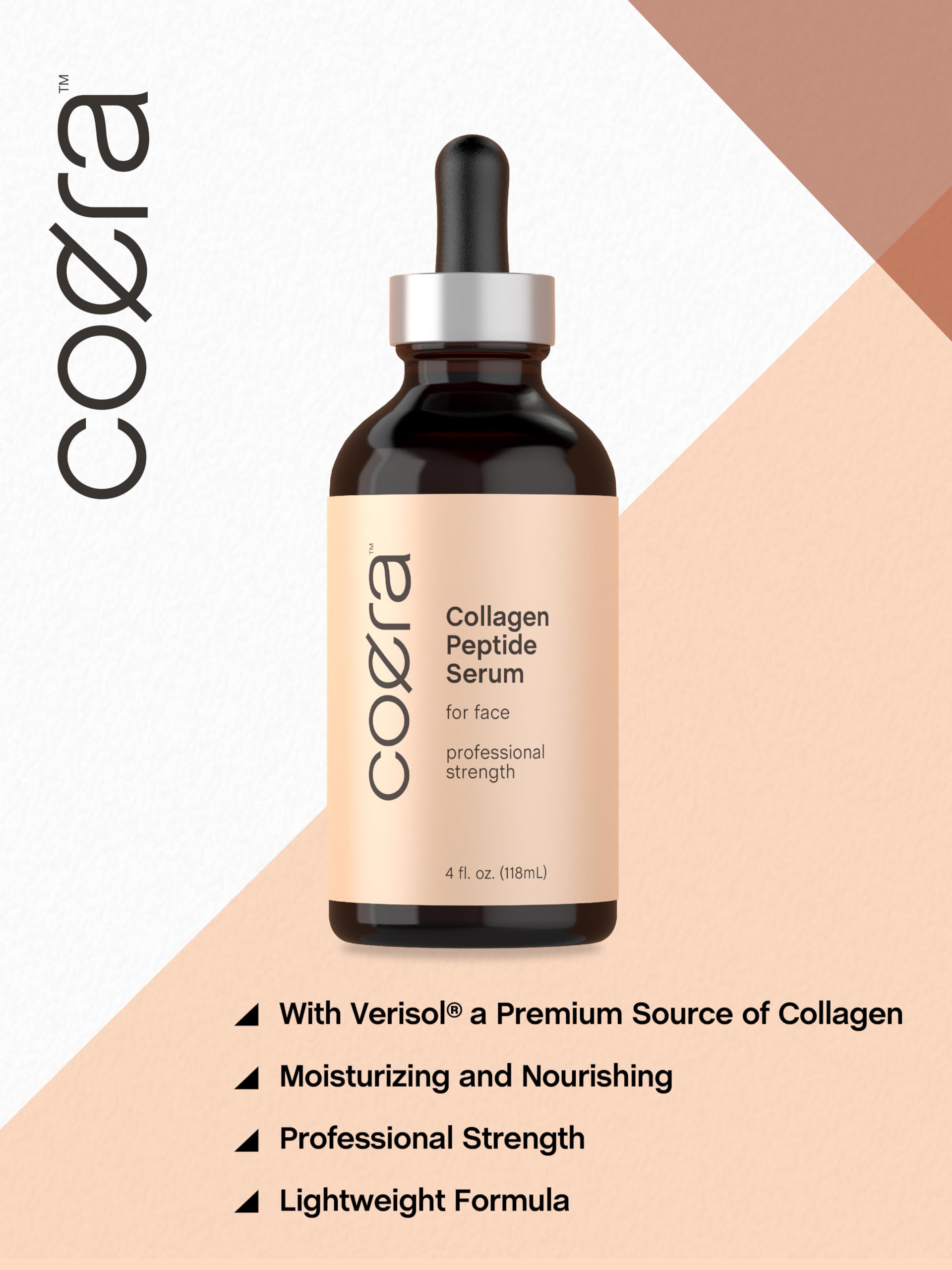 Coera bottle and box arranged to highlight packaging details and professional strength