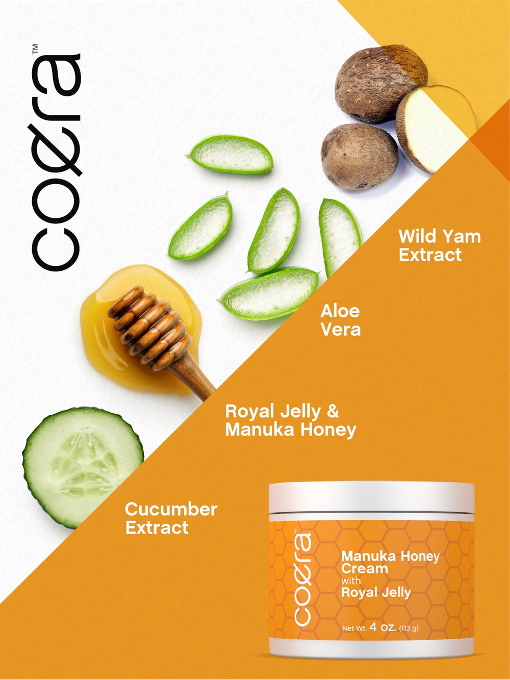 Coera royal jelly and honey close-up highlighting natural ingredients