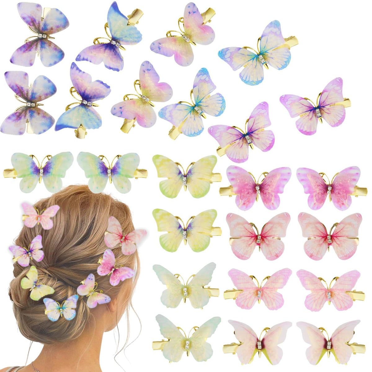 Cohortstar front packaging showing full 24-piece colorful butterfly set and gift box benefit