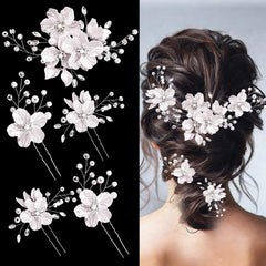Cohortstar front view of five hair pins showing floral arrangement and elegant design benefit