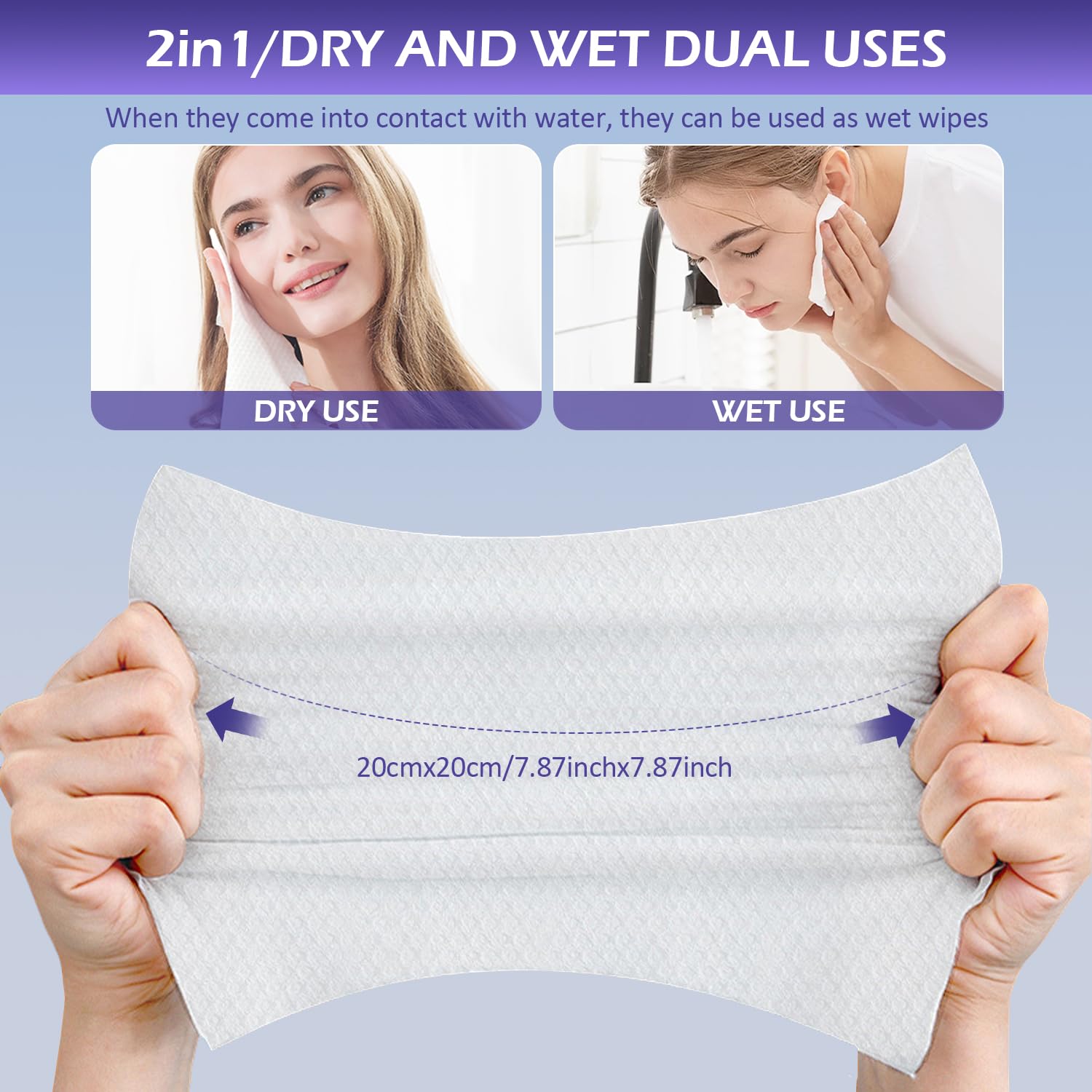 cokoness towel in hand showing 7.9x7.9 inch size and portability