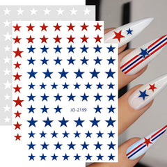 COKSDUPID front packaging showing six red blue white star sticker sheets, perfect for patriotic nails
