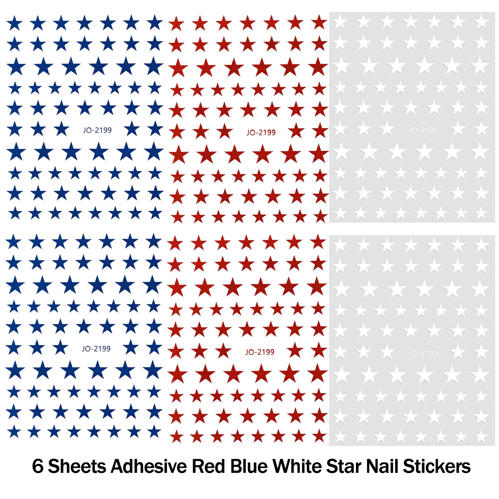 COKSDUPID close-up of a single sheet with mixed star sizes, allows precise nail customization