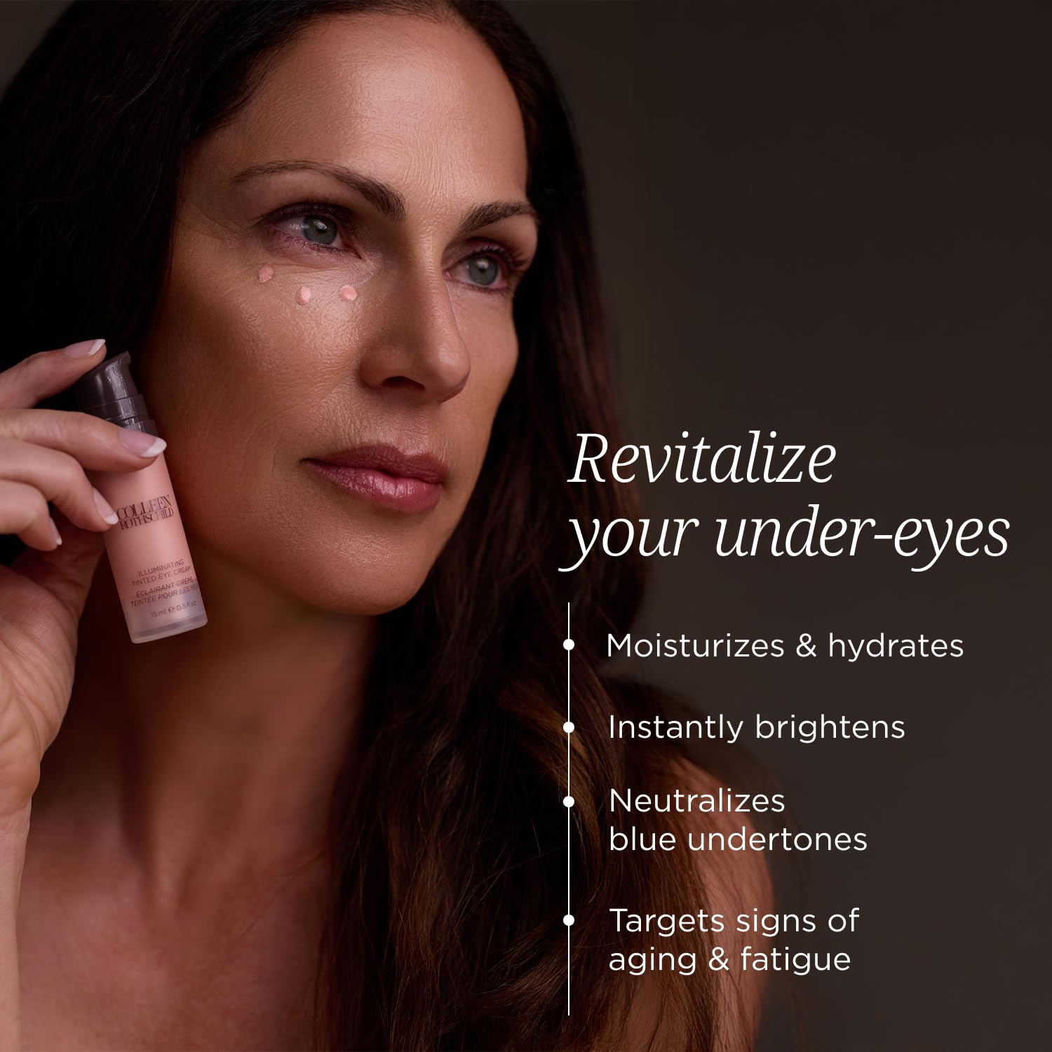 Colleen Rothschild open dispenser revealing tinted formula for easy fingertip application benefit