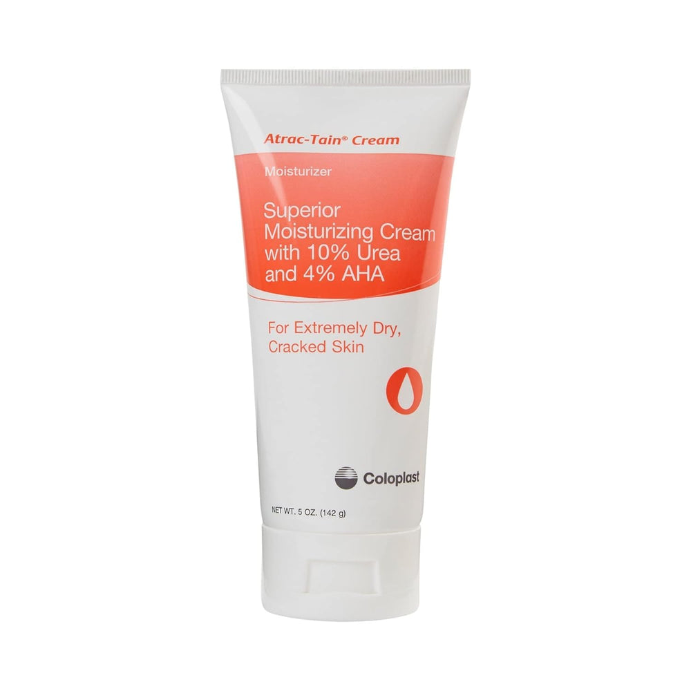 Coloplast Atrac-Tain front tube showing product packaging and clear benefit of deep hydration