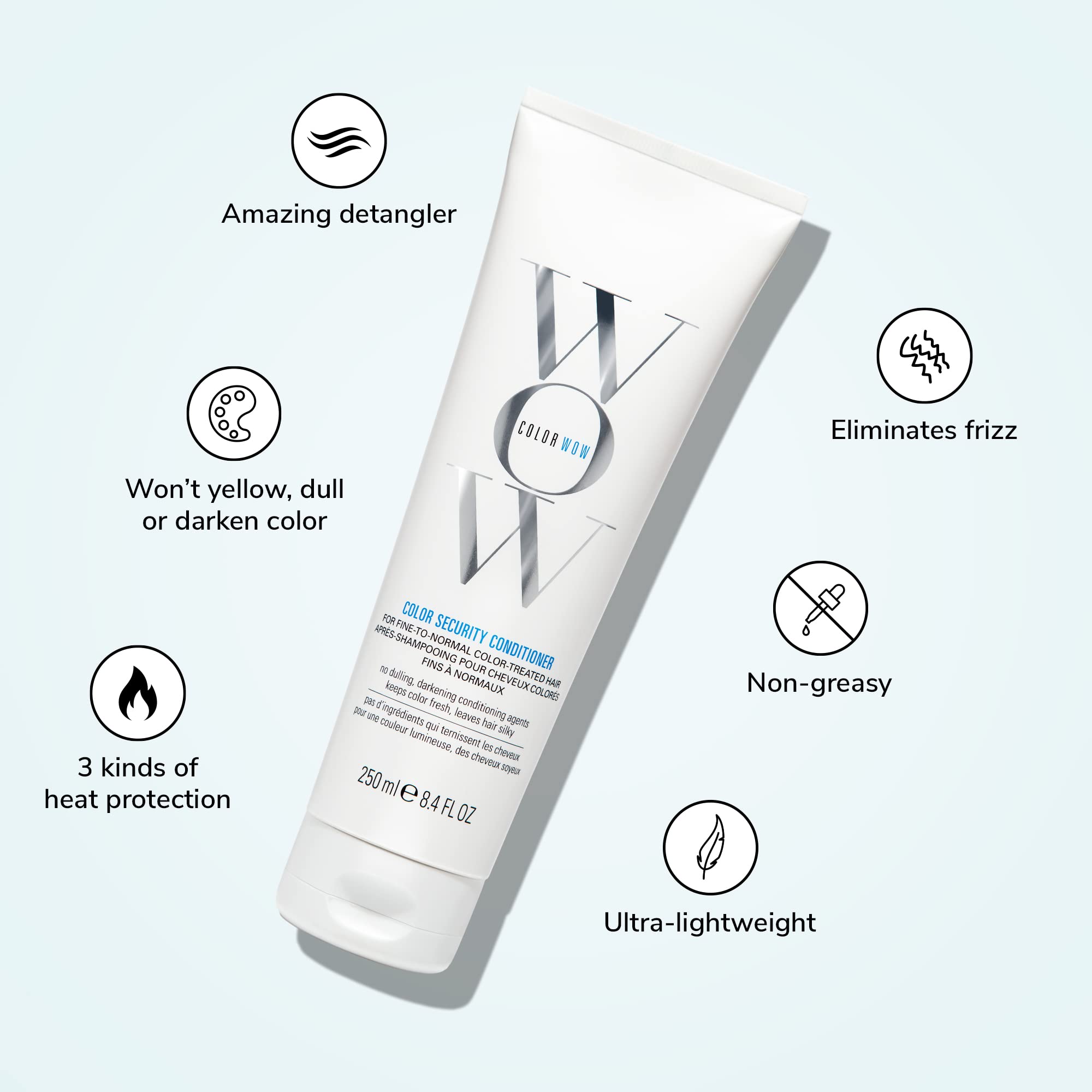 COLOR WOW conditioner texture close-up, lightweight hydration visible