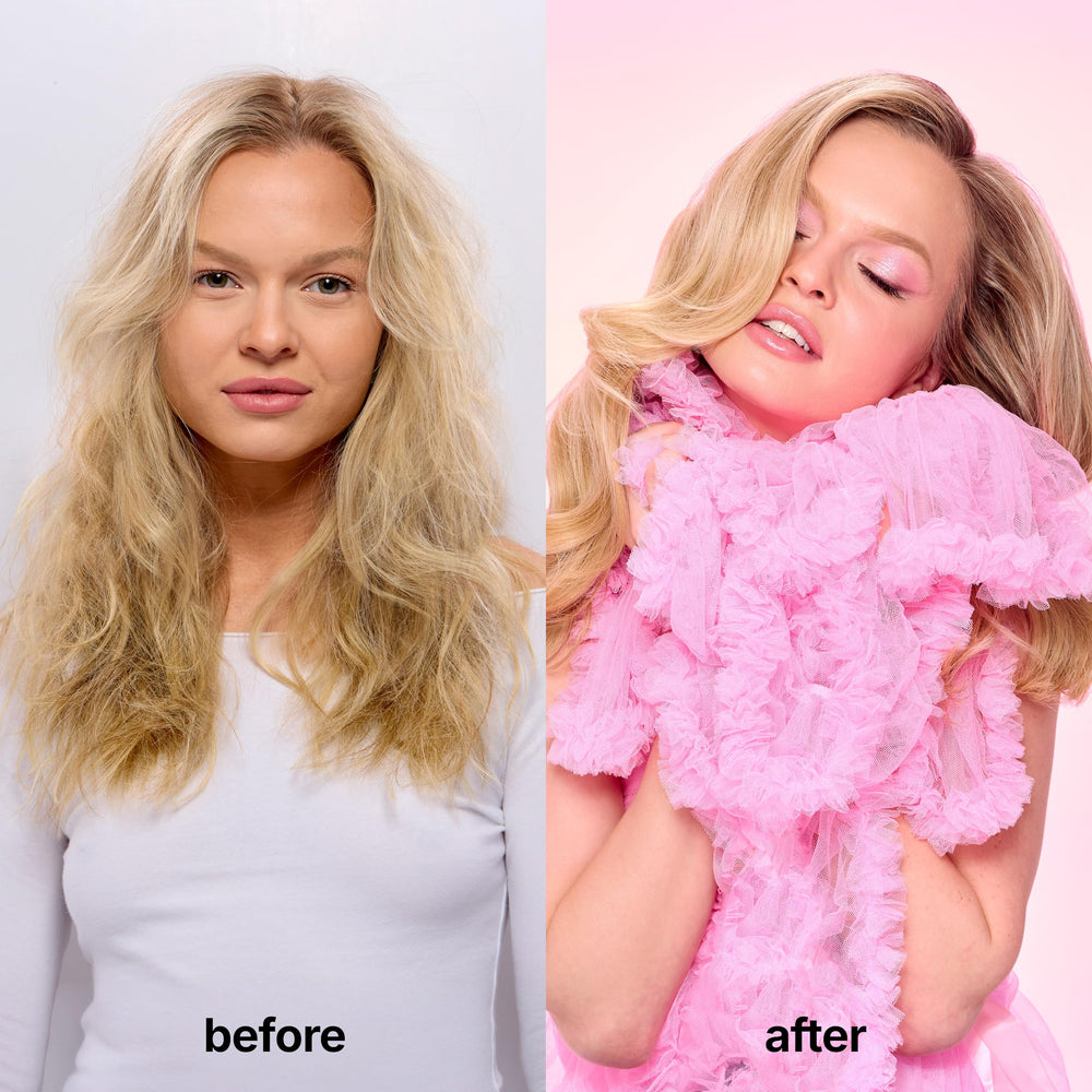 COLOR WOW placed on bathroom shelf in a styling routine suggesting salon-like results