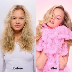 COLOR WOW placed on bathroom shelf in a styling routine suggesting salon-like results