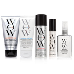 COLOR WOW front packaging of travel kit showing five TSA-friendly minis for easy packing