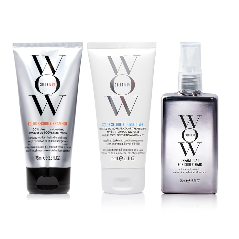 COLOR WOW kit front view showing travel bottles and portable curl care benefits