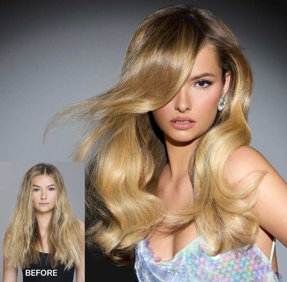 COLOR WOW after wash smooth glossy hair showing hydrated, frizz-reduced finish
