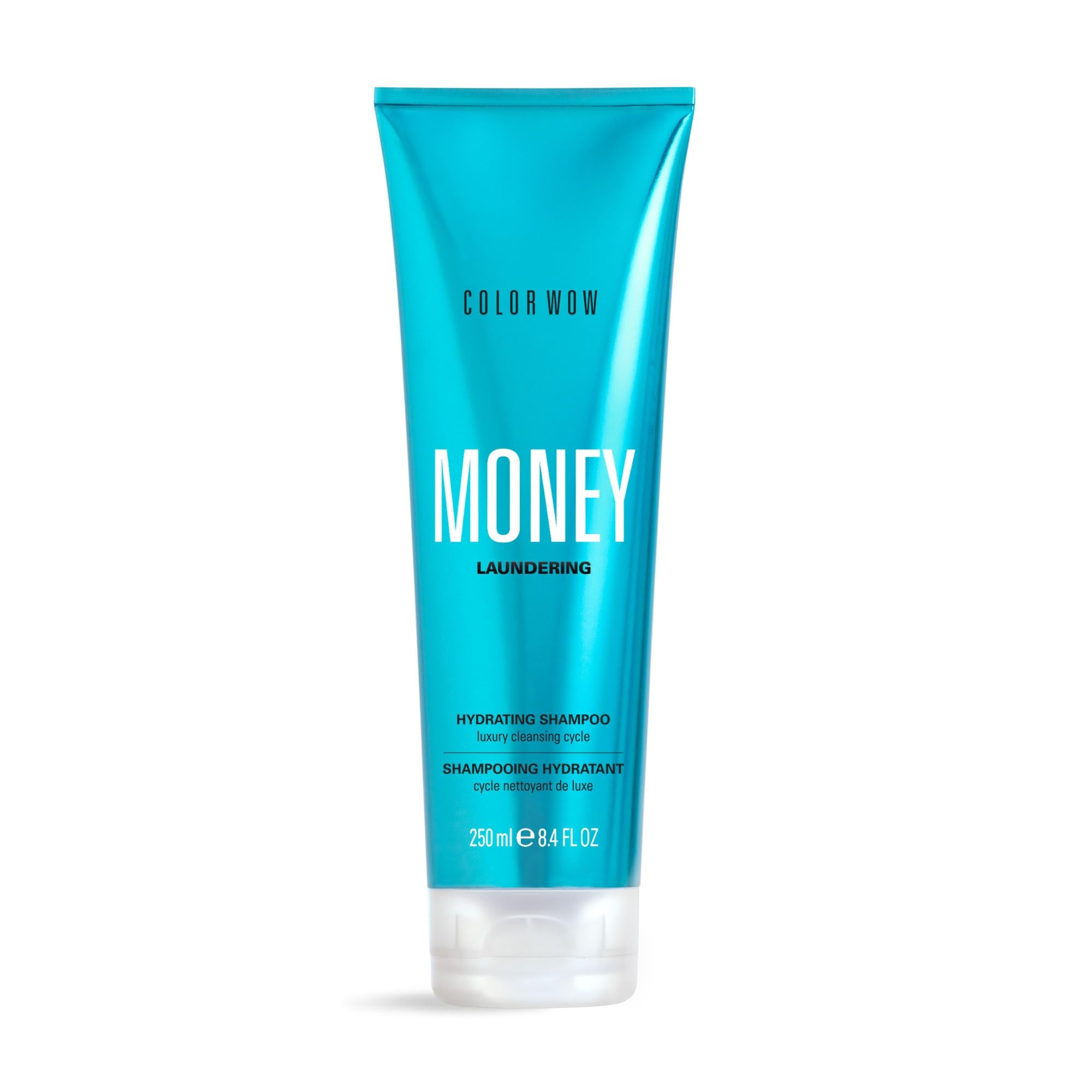 COLOR WOW front bottle showing clear shampoo and elegant label for easy recognition and benefit