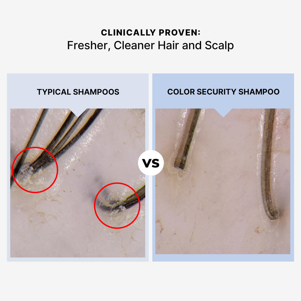 COLOR WOW shampoo on wet hair in shower showing effective residue-free cleanse