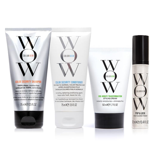 COLOR WOW travel kit front packaging showing all five products and TSA-ready size benefit