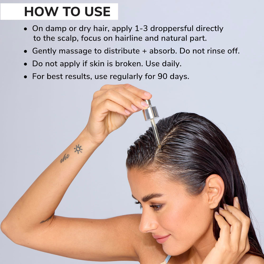 COLOR WOW applying serum to scalp demonstrating targeted use