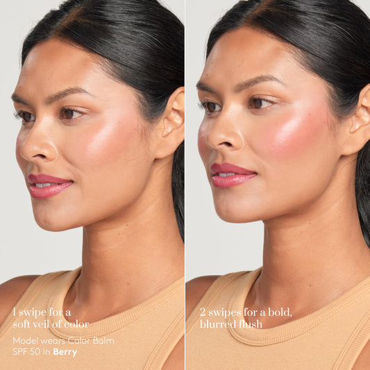 Colorescience balm stick tip close-up highlighting smooth texture and protection