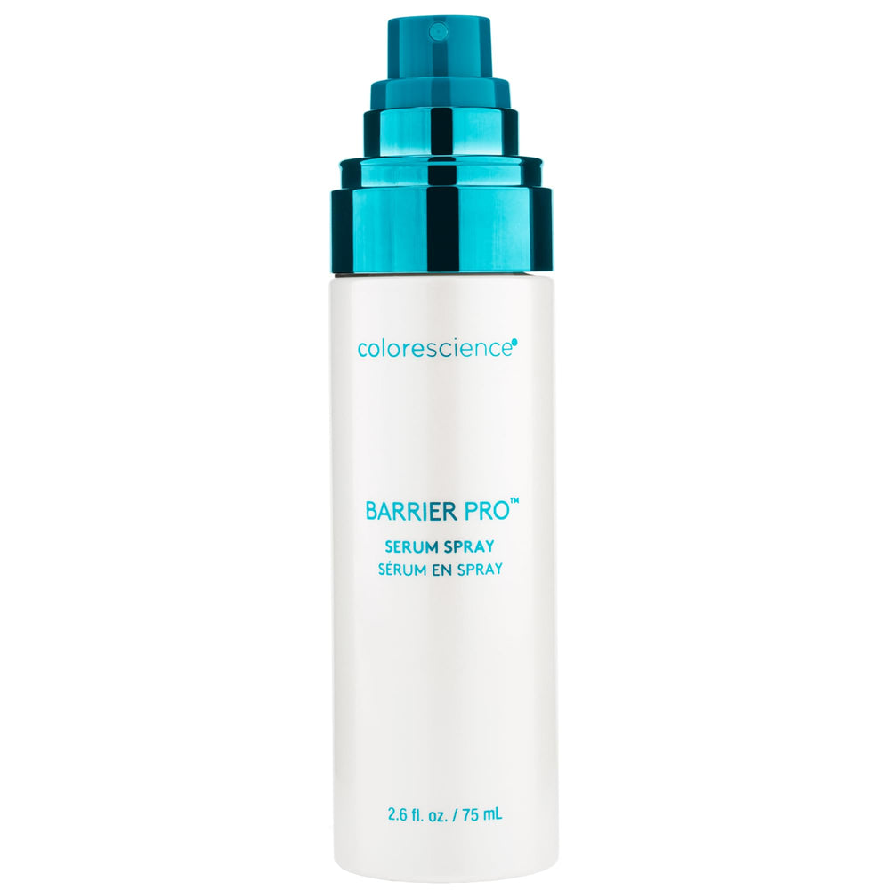 Colorescience bottle front view showing sleek label and travel-ready design benefit: convenience