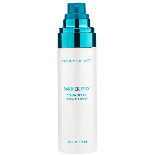 Colorescience bottle front view showing sleek label and travel-ready design benefit: convenience
