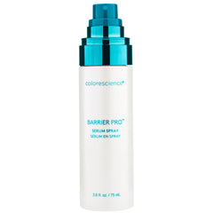Colorescience bottle front view showing sleek label and travel-ready design benefit: convenience