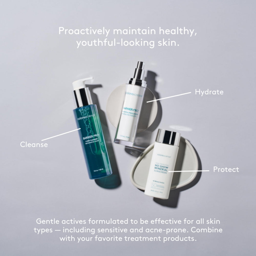 Colorescience on a bathroom shelf lifestyle shot conveying daily routine simplicity