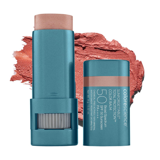 Colorescience color balm front view showing compact stick and shade