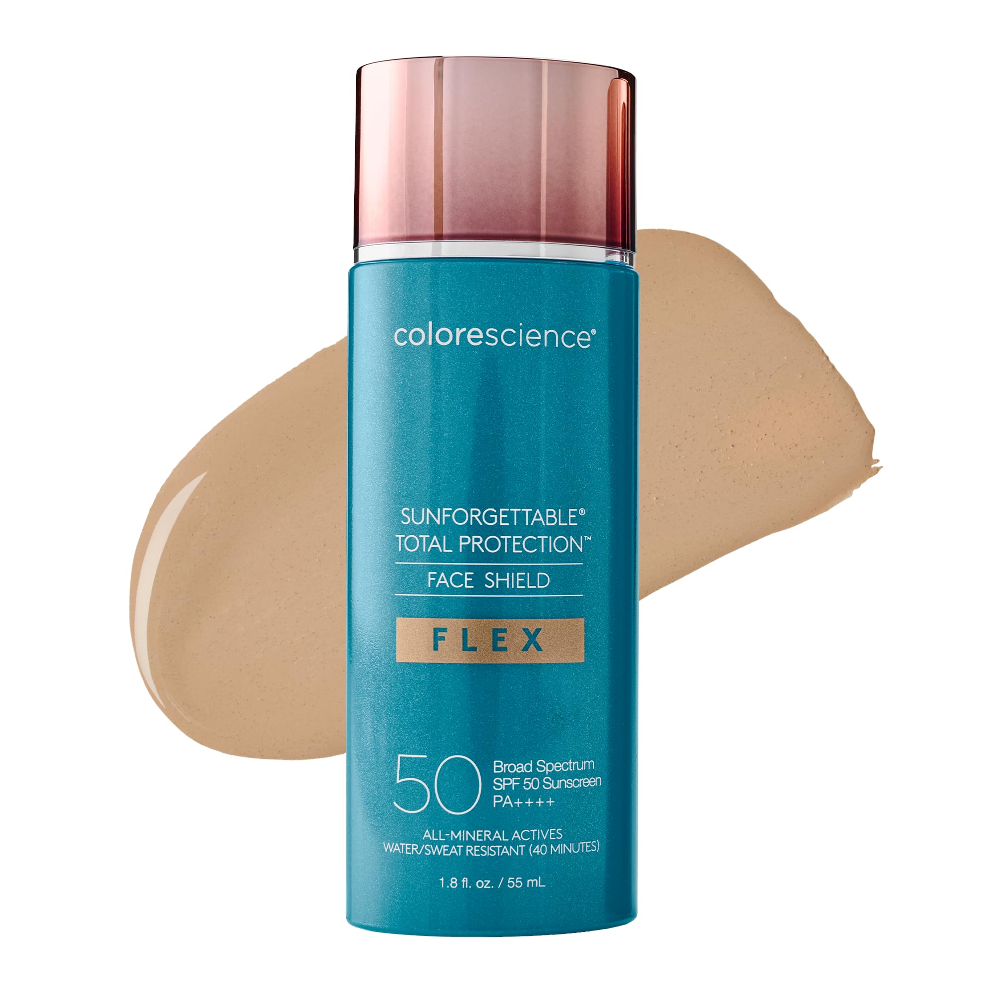 Colorescience FLEX front packaging showing SPF 50 protection and tint