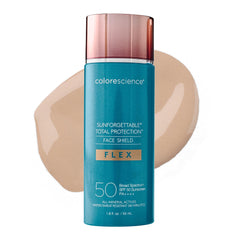 Colorescience FLEX front packaging showing SPF 50 protection and tone-adapting tint benefit