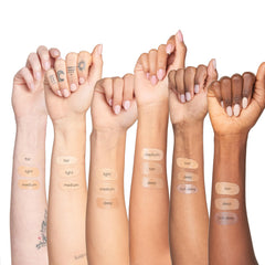 Colorescience deep shade swatch beside other tones for adaptable match benefit