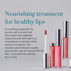 Colorescience on lips lifestyle photo showing natural shimmer and plumpness