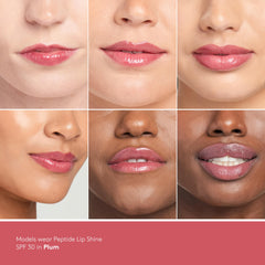 Colorescience Peptide Lip Shine Plum texture swirl highlighting glossy, hydrating formula