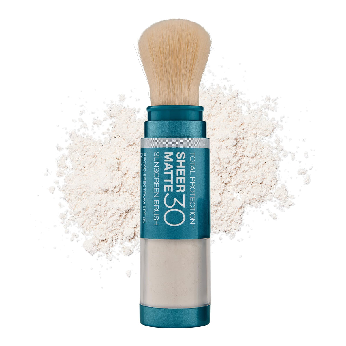 Colorescience brush front packaging showing compact design and SPF benefit