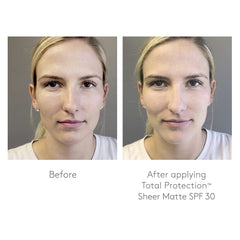 Colorescience brush in bag with mirror showing on-the-go reapplication advantage