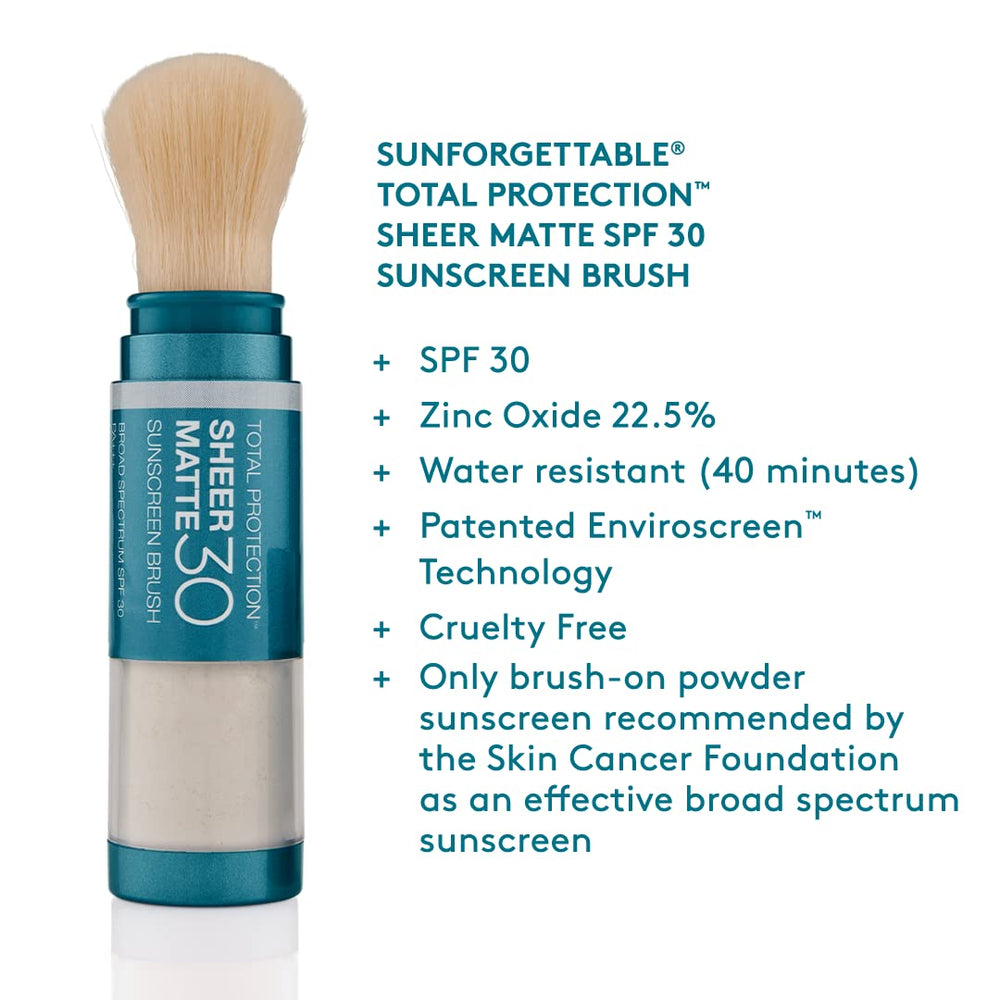 Colorescience powder texture close-up showing fine mineral particles for mattifying