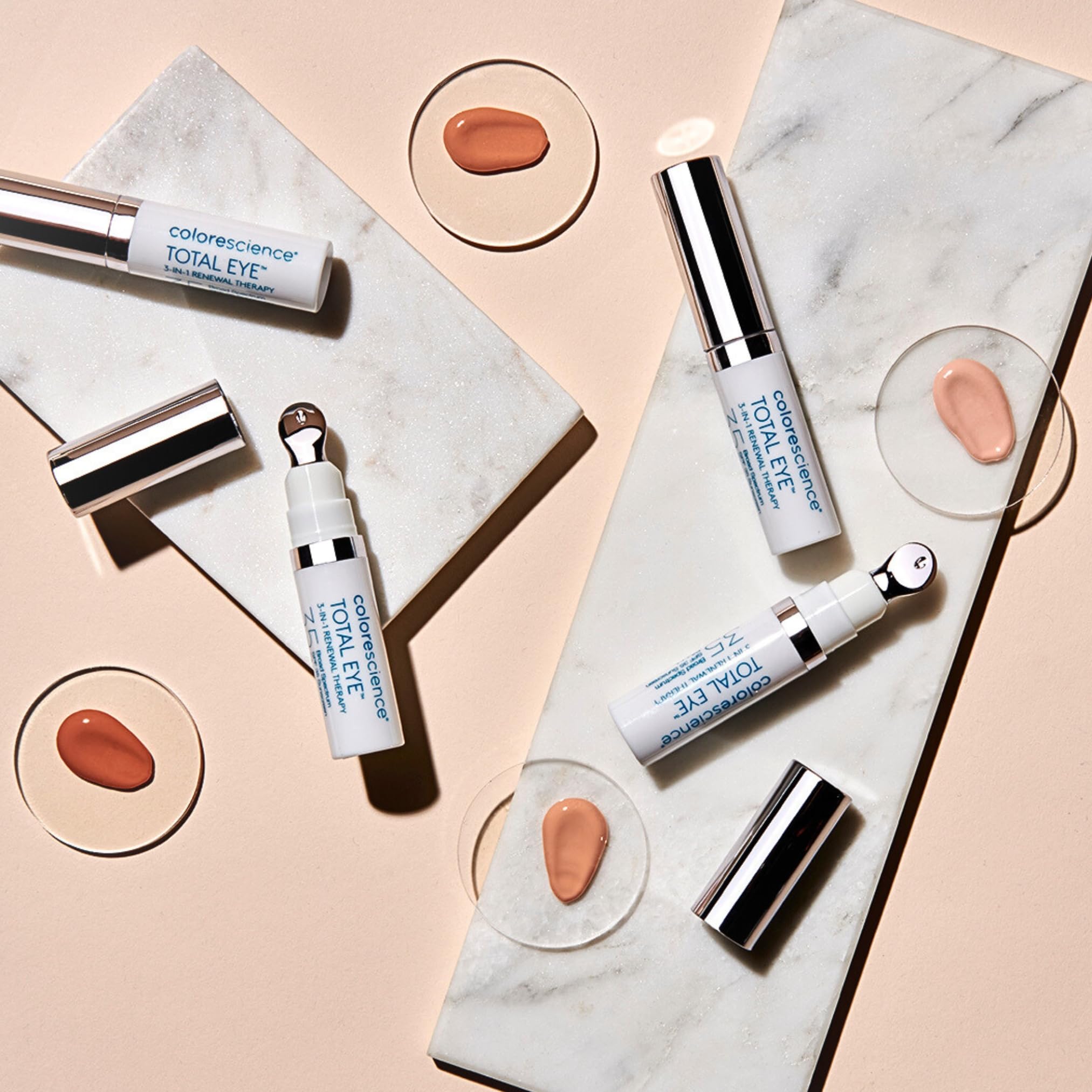 Colorescience Total Eye before and after comparison highlights visible improvement