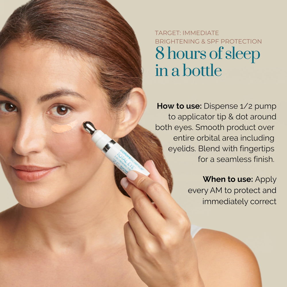 Colorescience tube held in hand showing compact travel-friendly size