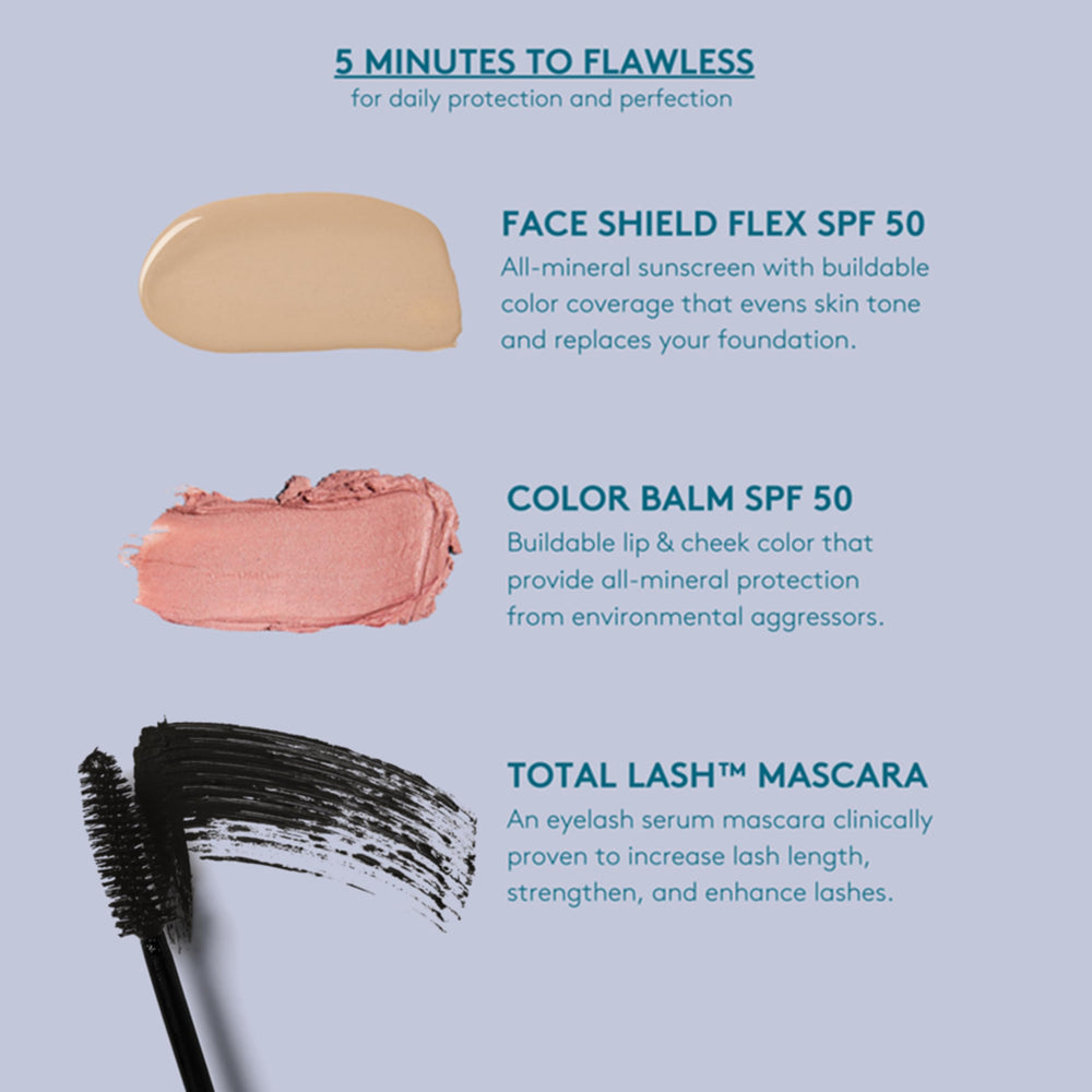 Colorescience ingredient layout featuring peptides and jojoba for nourishing benefit