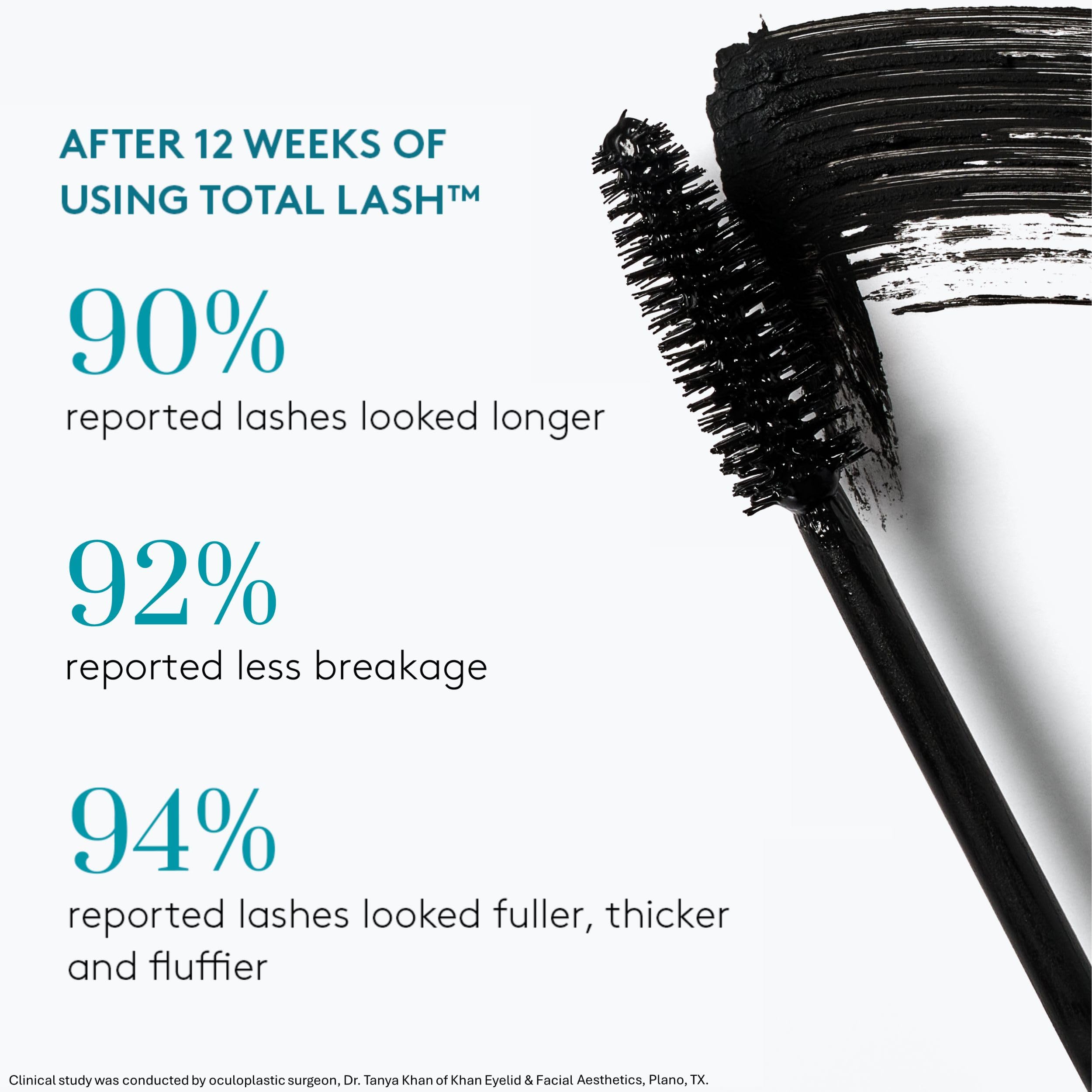 Colorescience Total Lash on model closed eye demonstrating lifted lashes