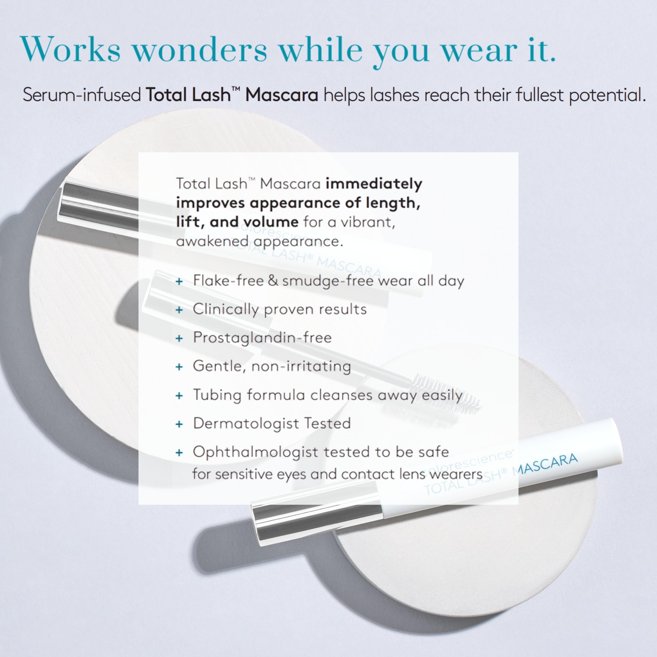 Colorescience product beside ruler for size comparison and travel-friendly benefit