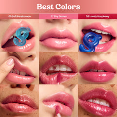 COLORGRAM on lips full coverage demonstrating glossy apricot-coral effect