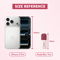 COLORGRAM size comparison next to lipstick showing travel-friendly compactness benefit