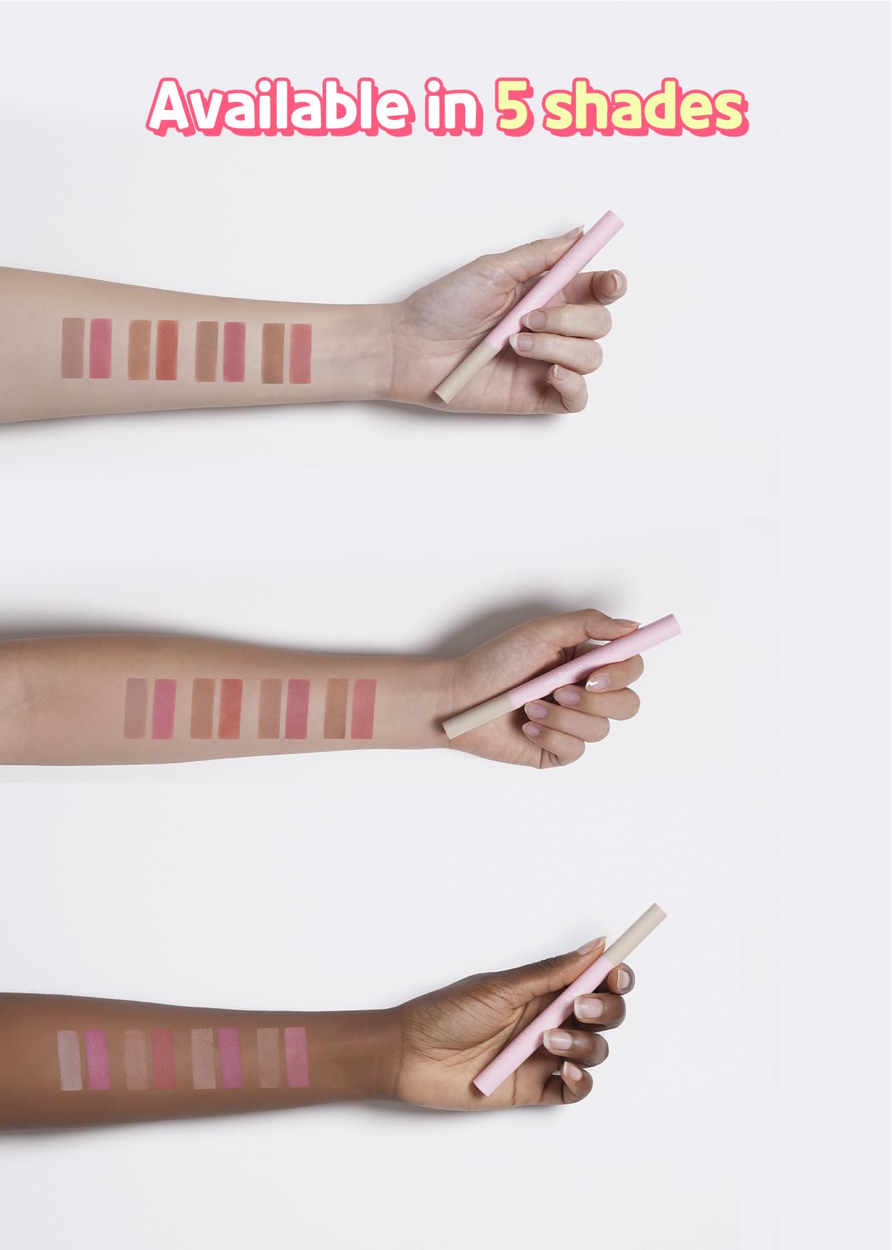 COLORGRAM swatch on arm of 03 Peach Beige showing true color payoff and blendability