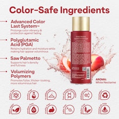 ColorProof close-up label highlighting vegan and color-safe ingredients