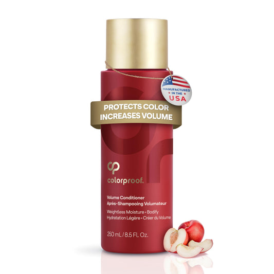 ColorProof front bottle showing volume conditioner and packaging, promotes fuller hair