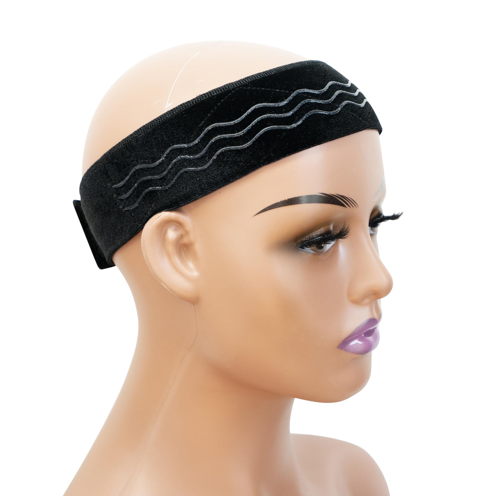 coloryoung front view of black wig grip band showing neat profile and comfort