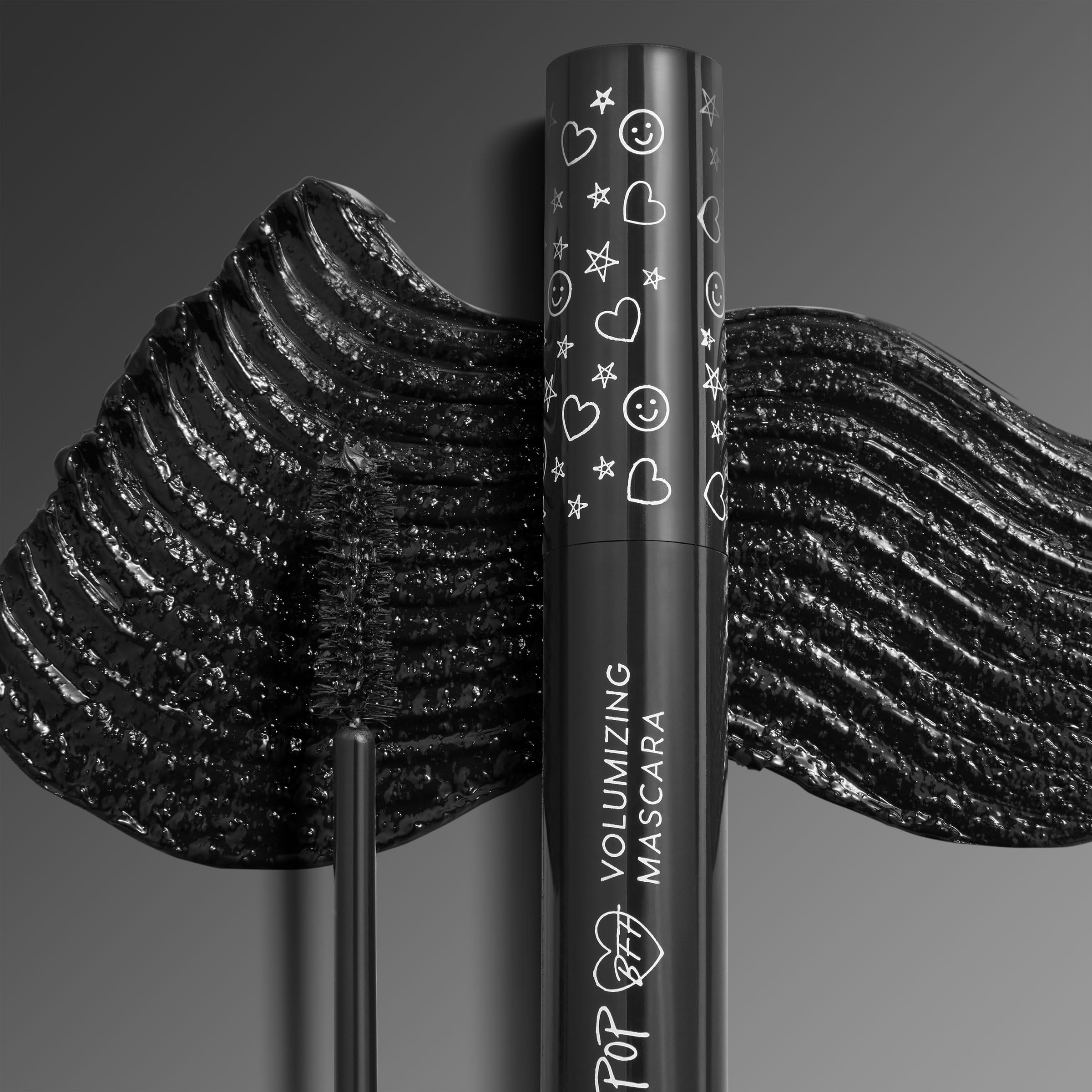 ColourPop BFF Mascara before and after lashes comparison showing visible lift and benefit: enhanced length