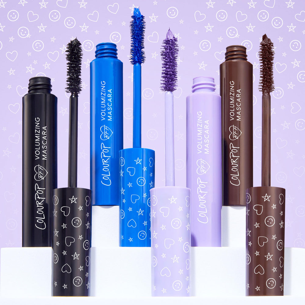 ColourPop BFF Mascara swiped texture on skin showing pigment intensity and benefit: rich black payoff