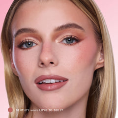 ColourPop Blush Stix on model cheeks showing natural mauvy rose glow benefit